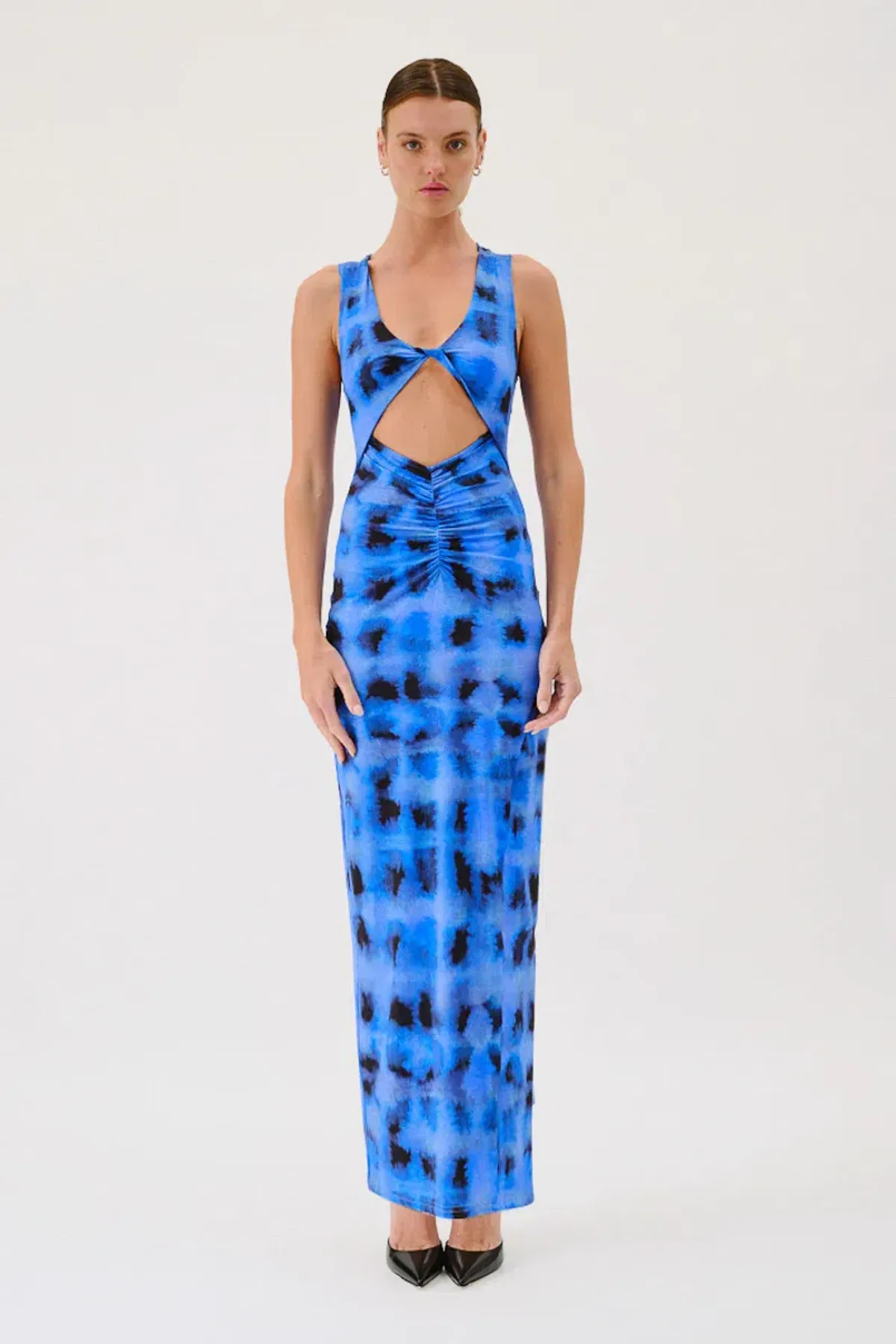 Suboo Shibori Sleeveless Reversible Twist Front Maxi Dress Blue Print Size S / AU 8 - Image 2