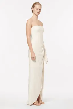 Manning Cartell Asymmetrical Games Strapless Maxi Gown in Cream Size 6  for rent on The Volte - image 2