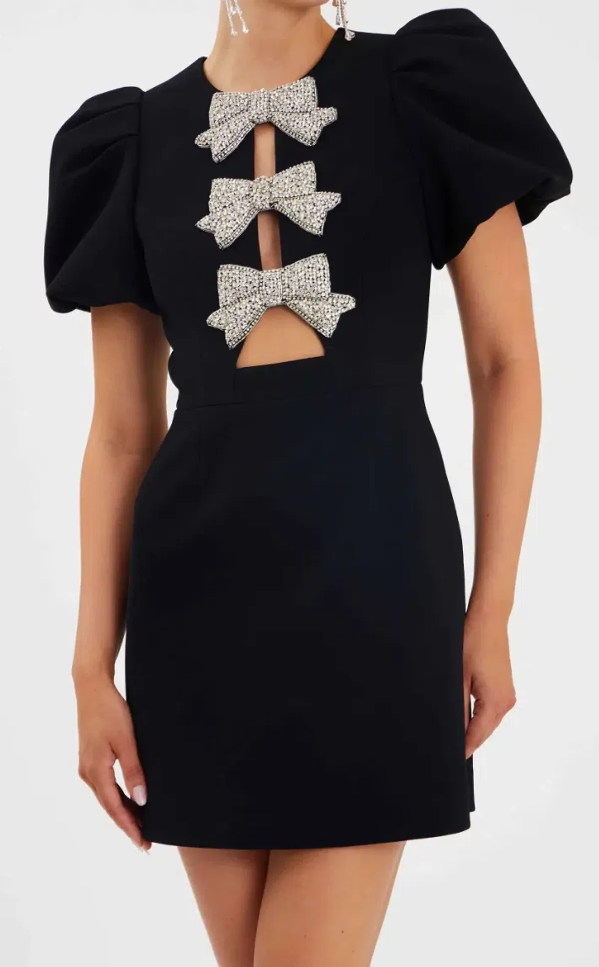 Rebecca Vallance Juliana Puff Sleeve Mini Dress Black Size 12 - Image 2