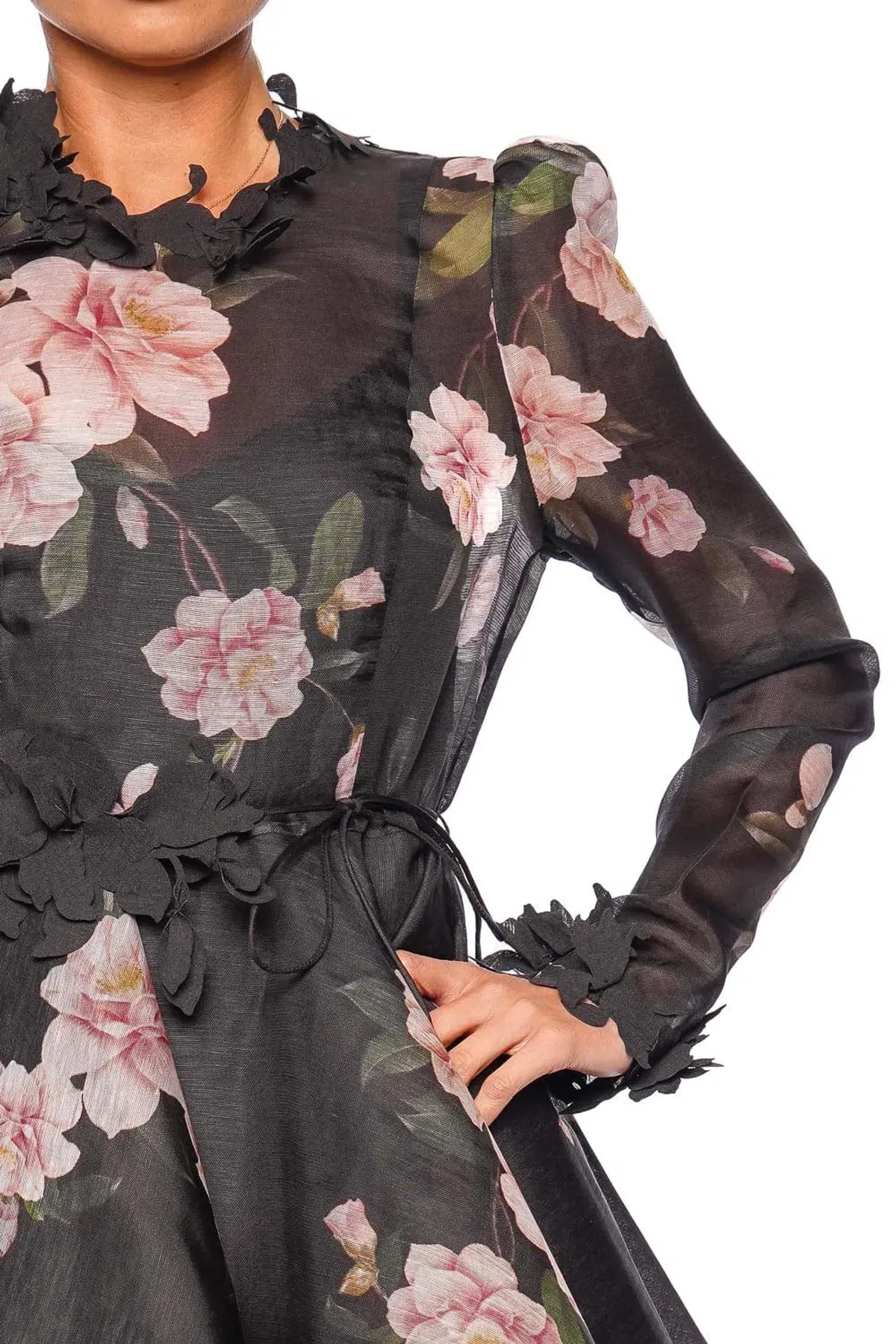 Zimmermann Natura Lift off Mini Dress in Black Camellia Size 0 / AU 8 - Image 4