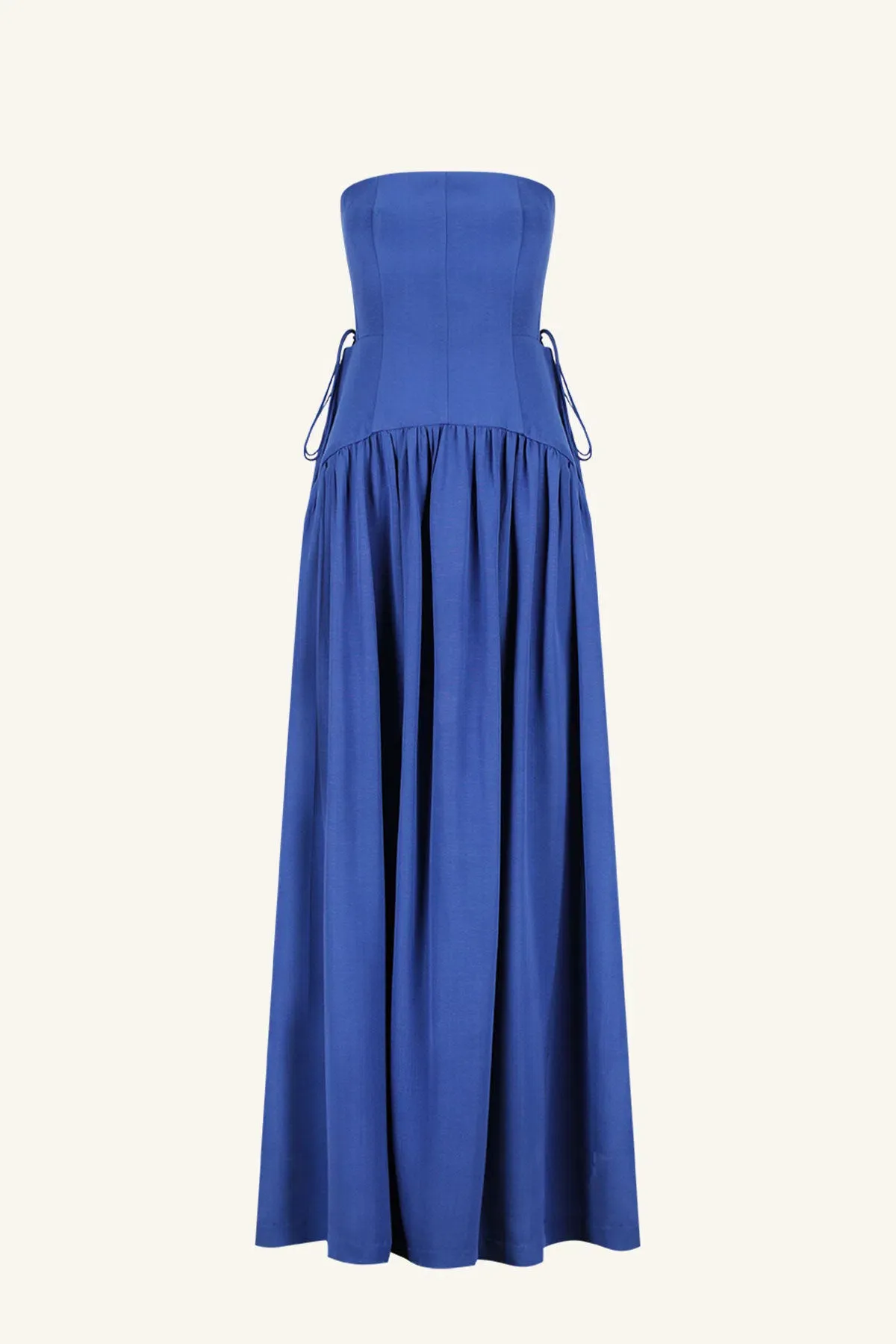 Shona Joy Vento Lace Up Strapless Maxi Dress Cobalt Blue Size 12  - Image 4