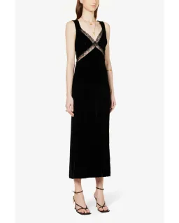Reformation Lorenzo Midi Velvet Gown Black Size AU 10 for rent on The Volte - image 1