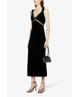 Reformation Lorenzo Midi Velvet Gown Black Size AU 10 for rent on The Volte - image 2