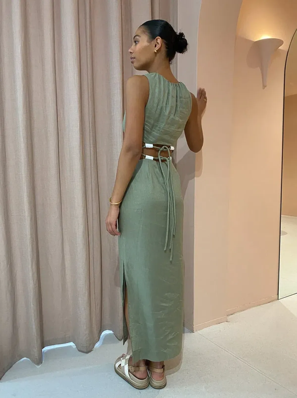 Sir the Label Mayra Deconstructed Maxi Dress In Sage Size 6  - Image 4