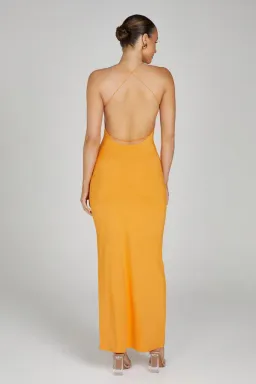 MESHKI Sinead Twist Maxi Dress Orange Size 10  for rent on The Volte - image 2