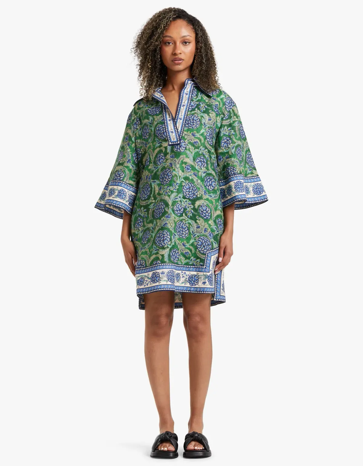 Zimmermann The Junie Tunic Dress in Green/Blue Floral Size 3/Au 14 - Image 1