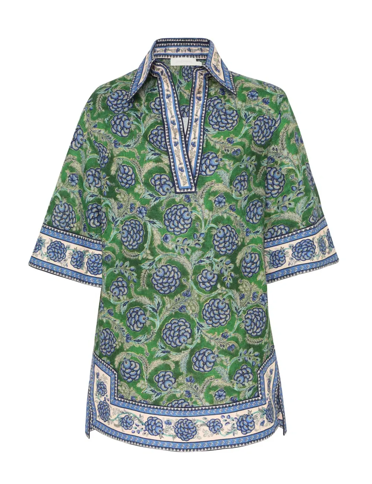Zimmermann The Junie Tunic Dress in Green/Blue Floral Size 3/Au 14 - Image 2