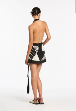 Sir The Label Realisme Wrap Halter Mini Dress Black Print Size 2 / AU 10 for rent on The Volte - image 3