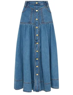 Aje Belmond Denim Midi Skirt 90's Wash Size 16 for rent on The Volte - image 3