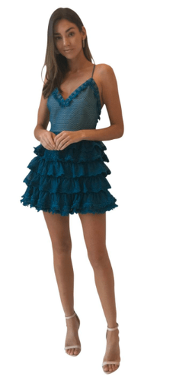 By Nicola Silver Linings Dress in Teal for rent on The Volte - image 3
