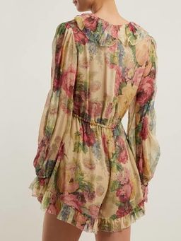 Zimmermann Melody Floating Playsuit Taupe Floral Size 6 for rent on The Volte - image 3