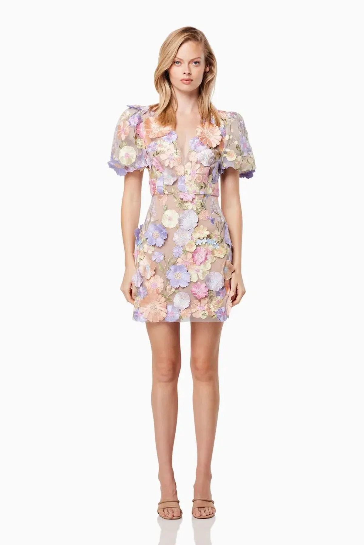 Elliatt Anthea 3D Mini Dress in Multi Floral Size Large / AU 12 - Image 1