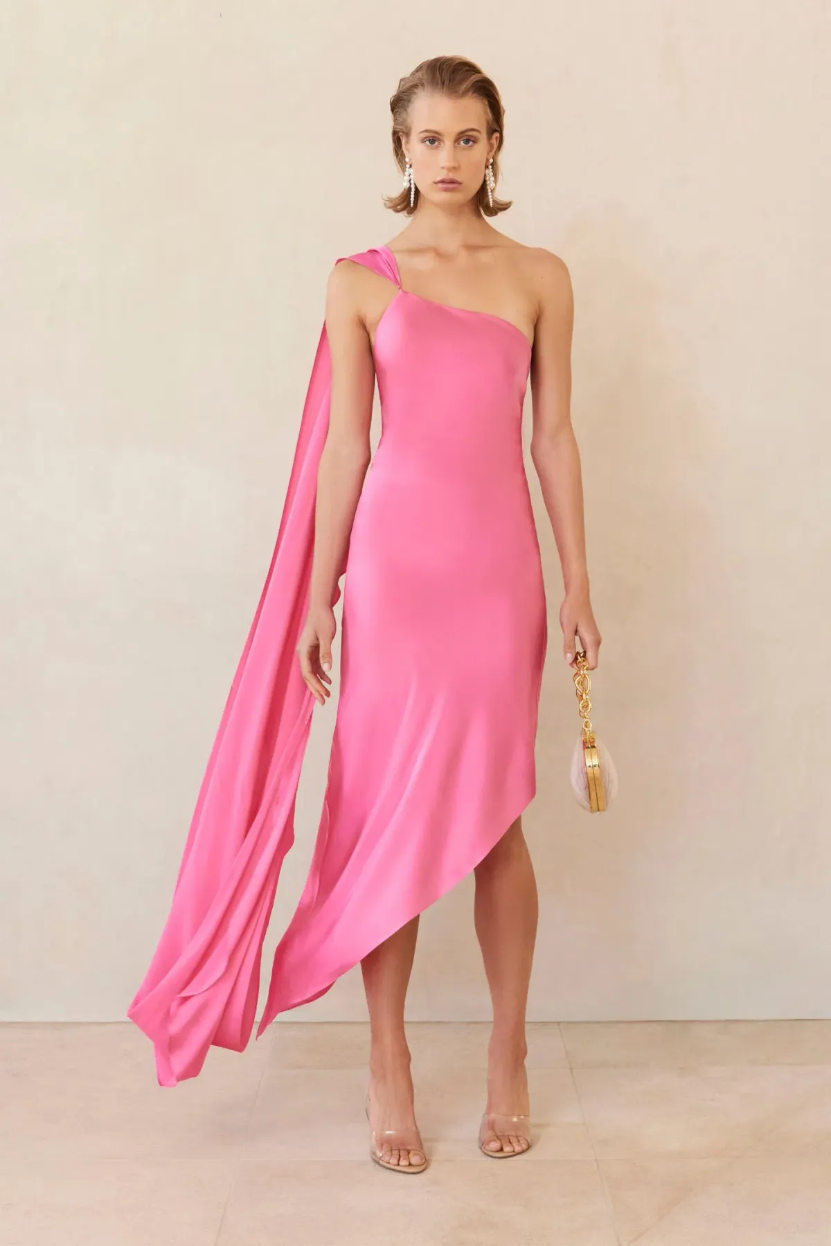 Cult Gaia Trysta One-Shoulder Asymmetric Dress Rosado Pink Size XS /AU 6 - Image 1