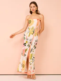 By Nicola Claudia Strapless Wrap Maxi Dress In Potpourri/Melon Size 8 for rent on The Volte - image 3