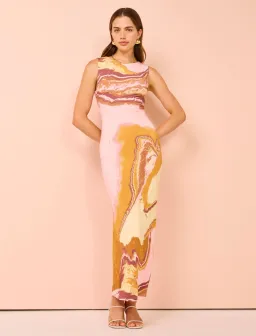 Sovere Molten Midi Dress Pink Multi Size 8 for rent on The Volte - image 1