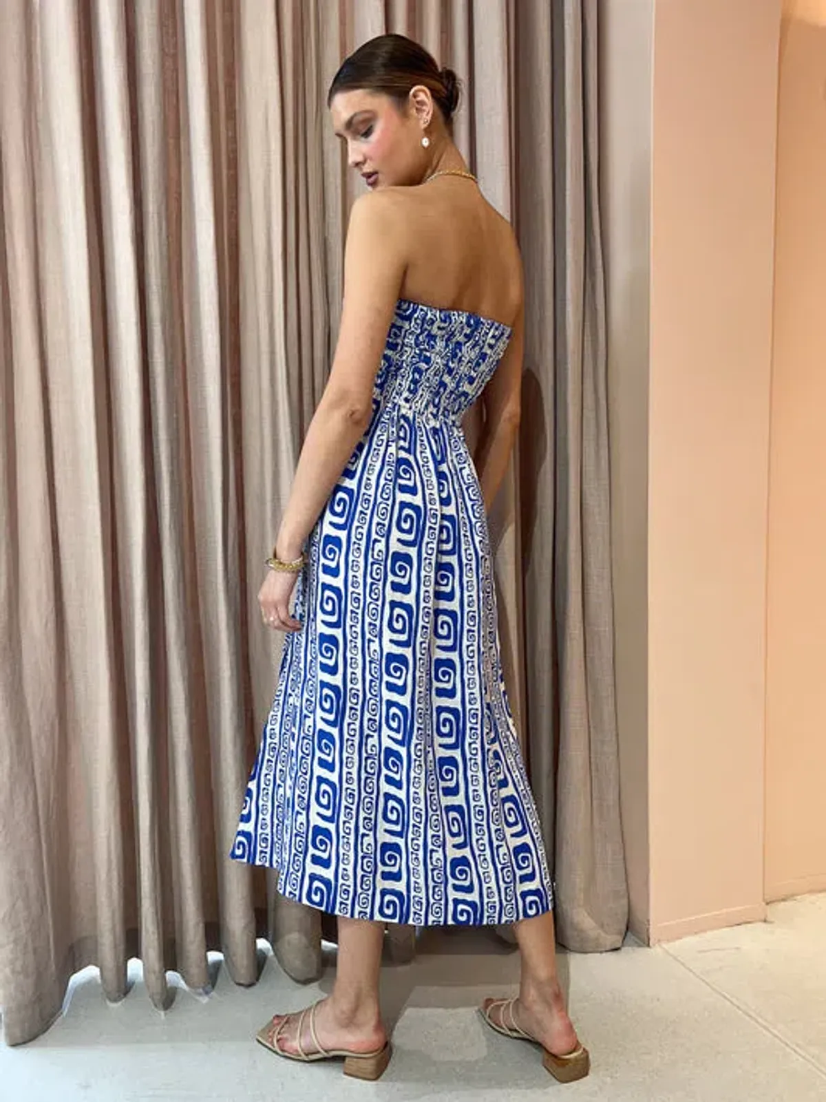 Faithfull The Brand Musee Midi Dress in Pacific Print Size 12 - Image 3