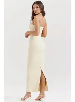 House Of CB Mia Halter Maxi Dress Yellow Size AU 8 for rent on The Volte - image 4