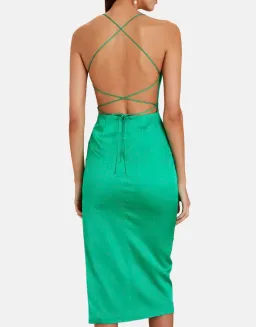 Manning Cartell Miami Heat Tie Back Midi Backless Dress Green Size 6 for rent on The Volte - image 2