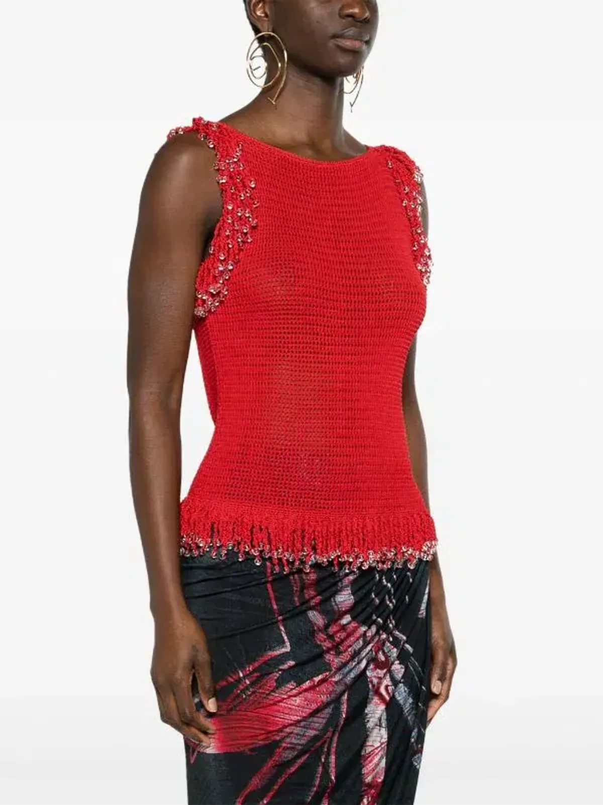 Paris Georgia Fringe Knit Top Red Size S / AU 8 - Image 4