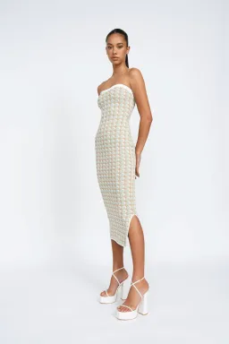 By Johnny Sol Geo Knit Midi Dress Pistachio Spot Size XS / AU 6 for rent on The Volte - image 1