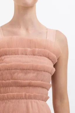 Aje Jacinto Pleated Mini Dress Nude Pink Size 10 for rent on The Volte - image 5