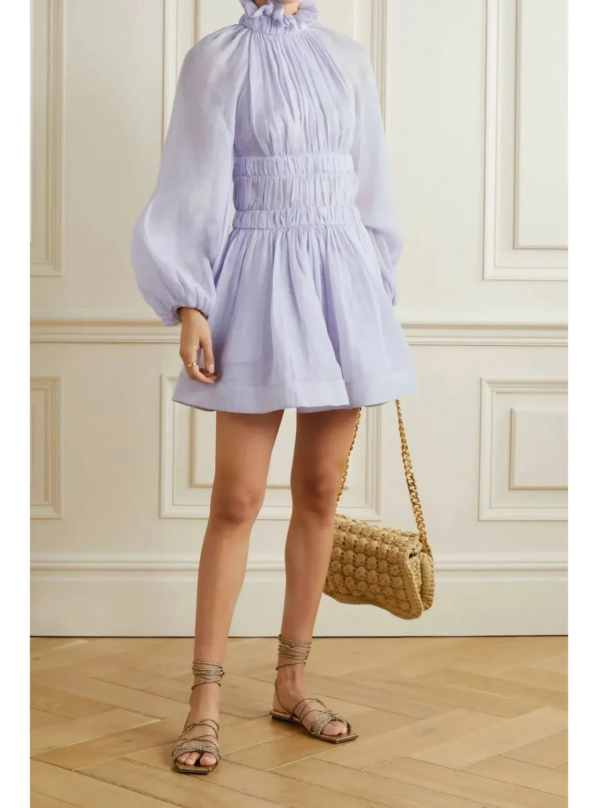 Zimmermann Luminous Long Sleeve Mini Dress Lavender Size 0 / AU 8  - Image 1