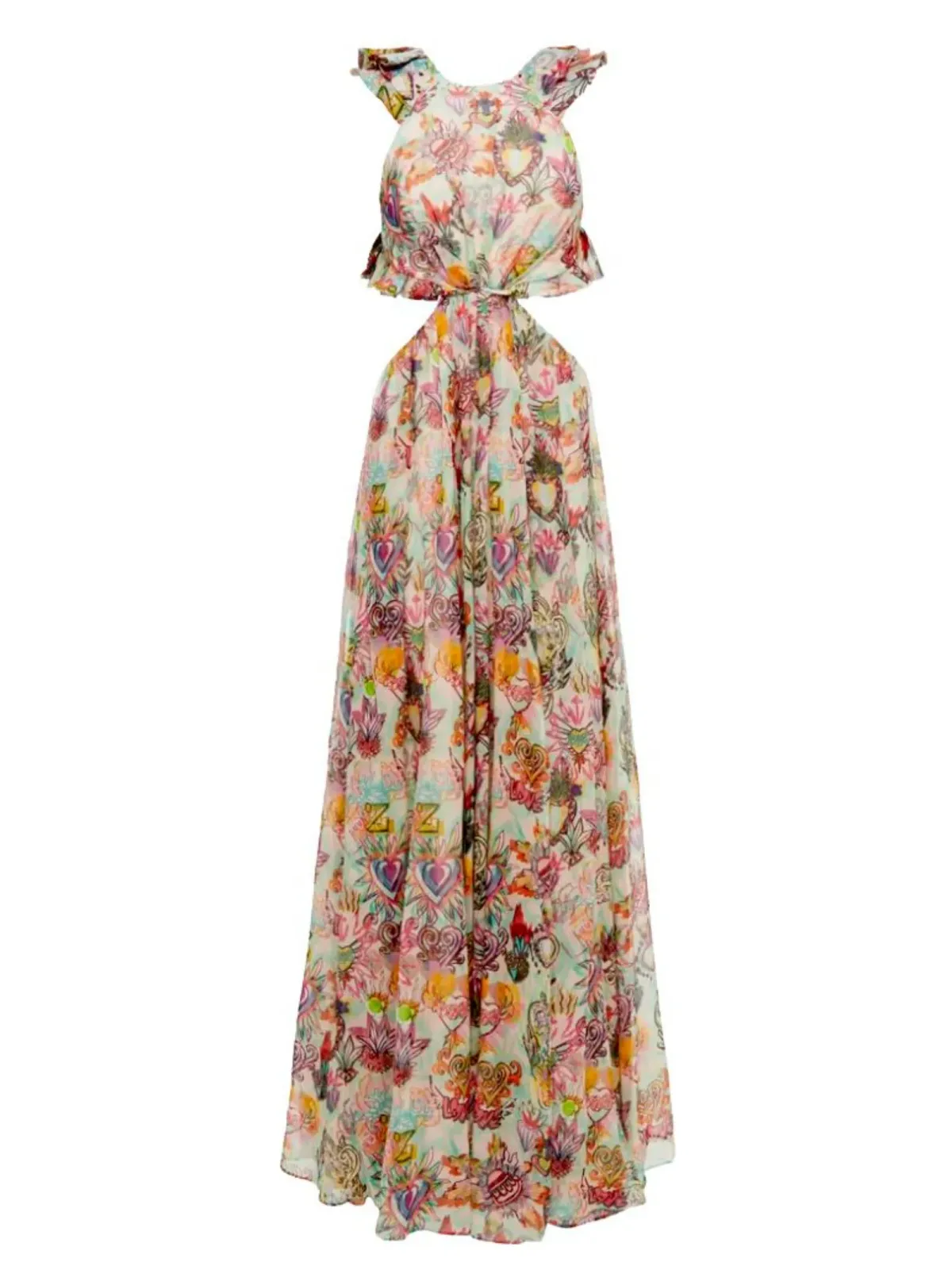 Zimmermann The Lovestruck Ruffle Maxi Dress Flaming Hearts Size 3 / AU 14  - Image 3