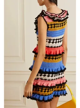 Zimmermann Tiggy Frill Mini Dress Navy Multi Size 2 / AU 12  for rent on The Volte - image 2