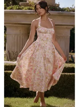 House Of CB Adabella Halter Midi Sundress Meadow Print Size M / 10 for rent on The Volte - image 6