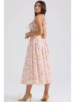 House Of CB Adabella Halter Midi Sundress Meadow Print Size M / 10 for rent on The Volte - image 3