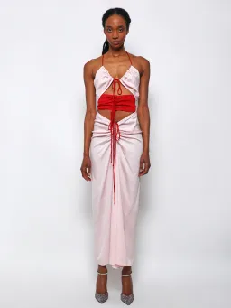 Christopher Esber Multi Panel Disconnect Ruched Halter Dress  Rose Quartz Size 12 AU for rent on The Volte - image 1