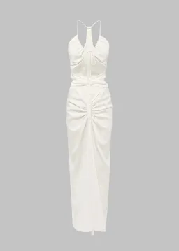 Christopher Esber Multi Panel Disconnect Ruched Halter Dress White  Size 12 AU for rent on The Volte - image 2