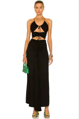 Christopher Esber Multi Panel Disconnect Ruched Halter Dress Black Size 4 AU for rent on The Volte - image 1