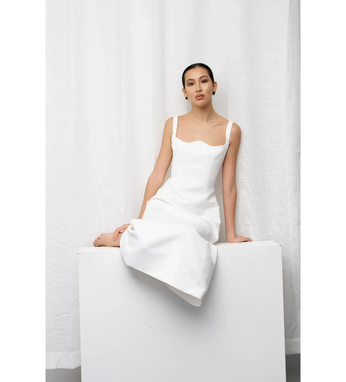 Leo Lin Odette Midi Dress Snow Size 8 - Image 4