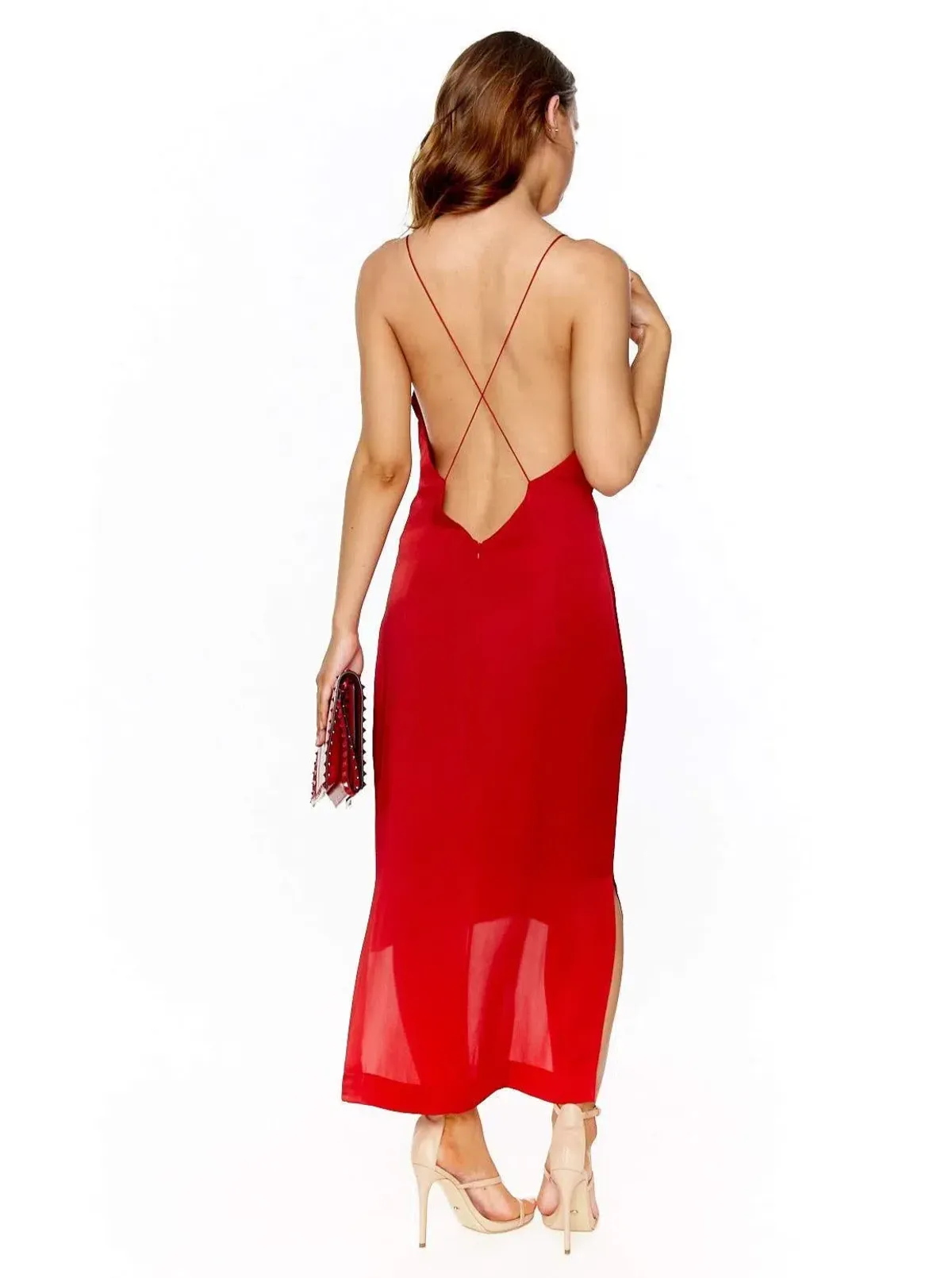 Dion Lee Fine Line Cami Slip Dress Red Size 8 - Image 4