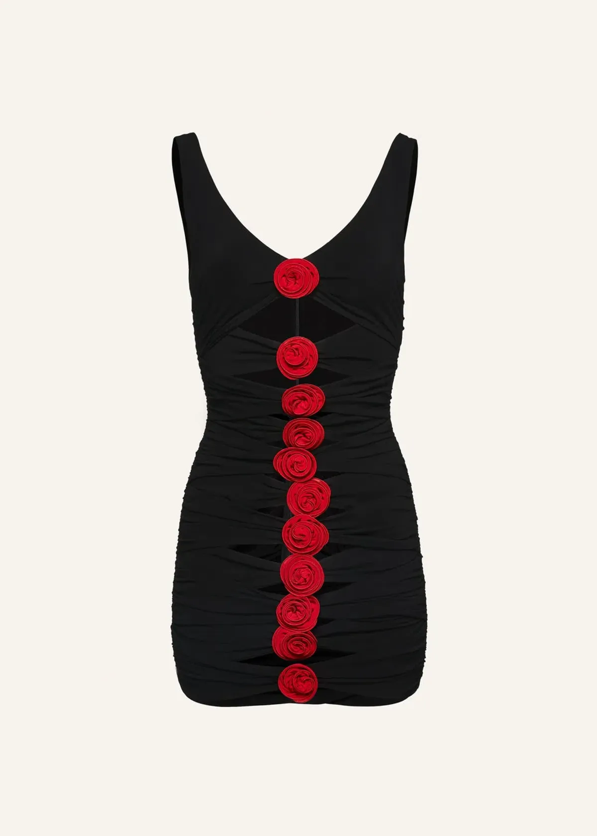 Magda Butrym V Neck Bandage Red Rose Black Dress Black Size 34/ AU 6 - Image 5