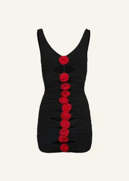 Magda Butrym V Neck Bandage Red Rose Black Dress Black Size 34/ AU 6 for rent on The Volte - image 5