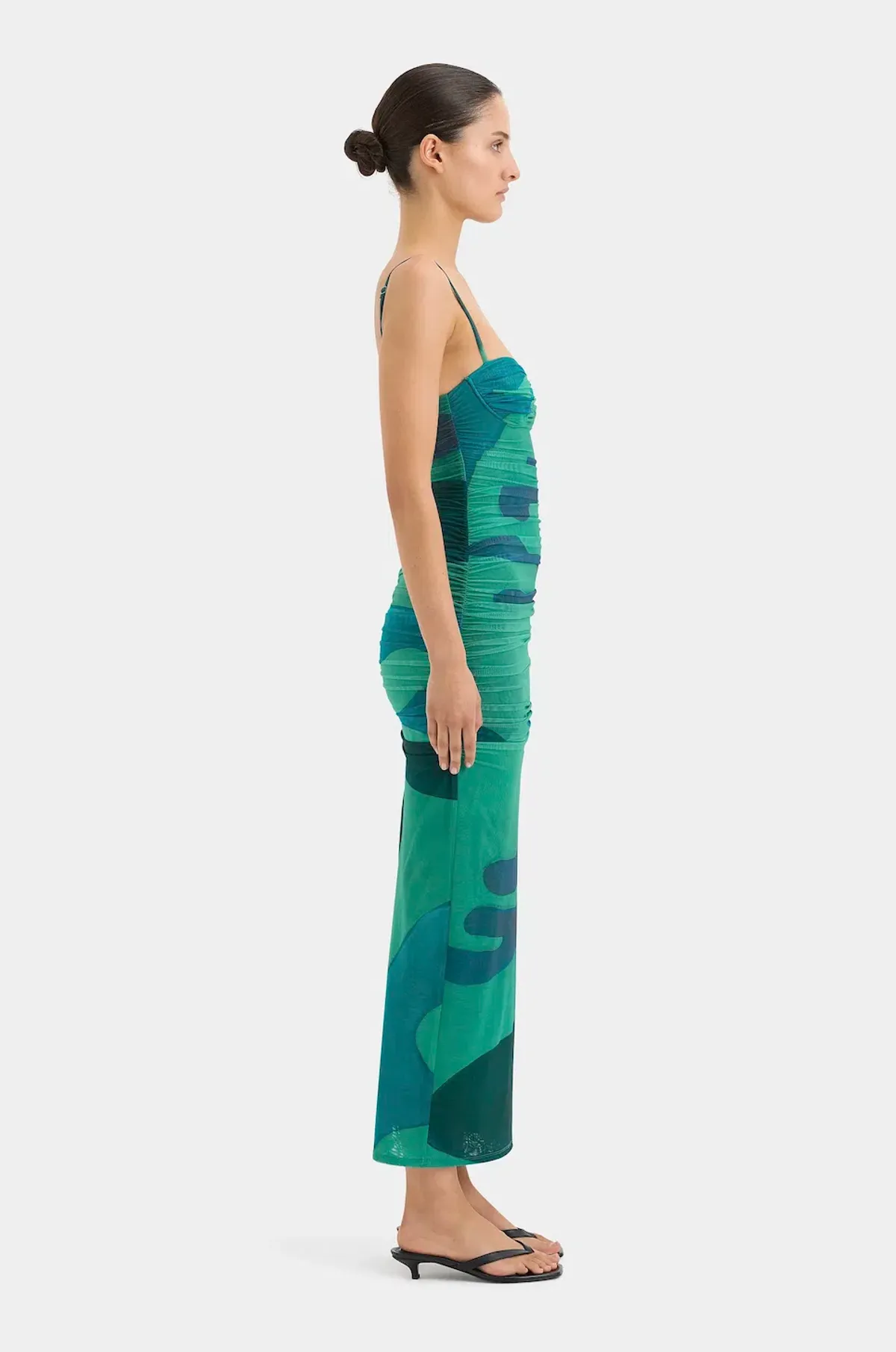 Sir the Label Frankie Gathered Midi Dress Emerald Reflection Size 12 - Image 2