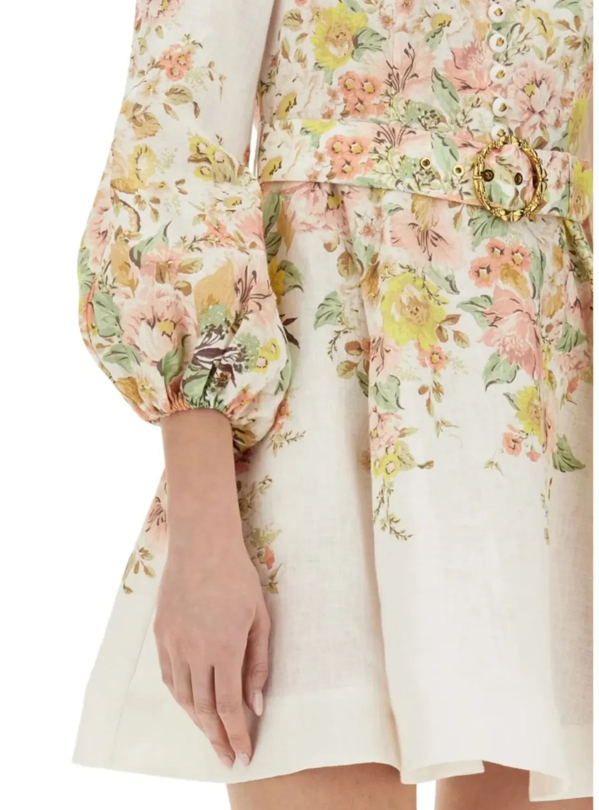 Zimmermann Matchmaker Buttoned Mini Dress Ivory Coral Floral Size 2 / AU 12 - Image 4