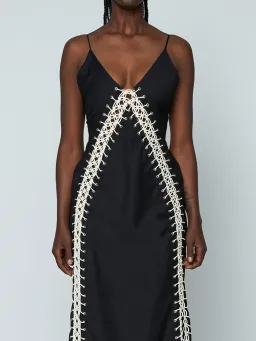 Wynn Hamlyn Macramé Maxi Dress Black Size 14 for rent on The Volte - image 3