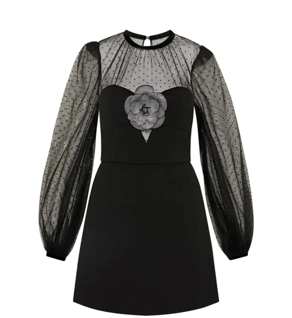 Rebecca Vallance Yvonne Flower Dress Black Size 10 - Image 4