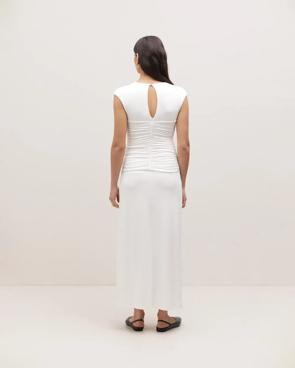 Minima Esenciales Tyler Ruched Bodice Jersey Dress White Size 10 - Image 3