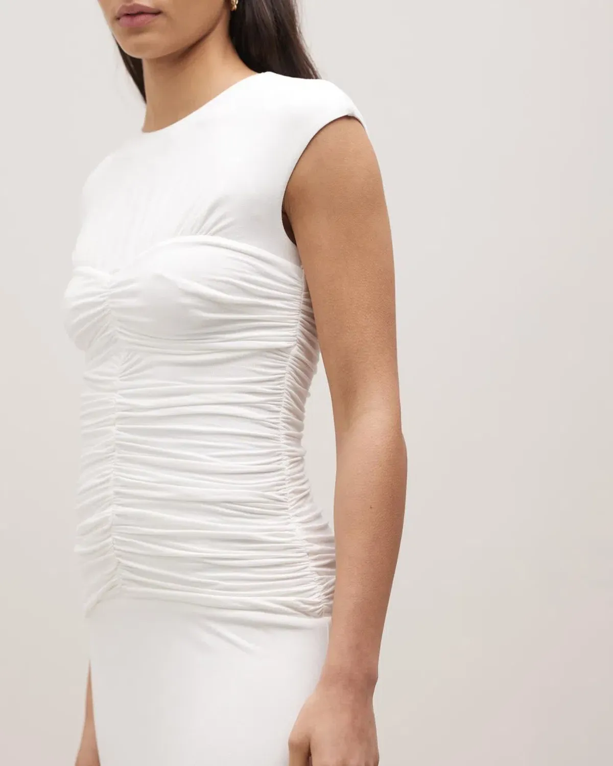 Minima Esenciales Tyler Ruched Bodice Jersey Dress White Size 10 - Image 2