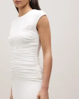 Minima Esenciales Tyler Ruched Bodice Jersey Dress White Size 10 for rent on The Volte - image 2