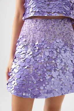 Aje Cherie Sequin Mini Skirt in Lilac Size 8 for rent on The Volte - image 2