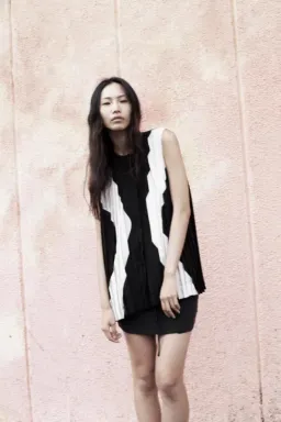 Dion Lee Pleated Top/ Mini Dress Black Print Size 8 for rent on The Volte - image 1