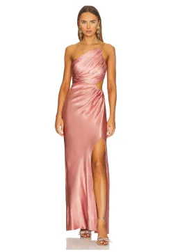 Shona Joy Asymmetrical Gathered Maxi Dress Antique Rose Size 6 for rent on The Volte - image 1