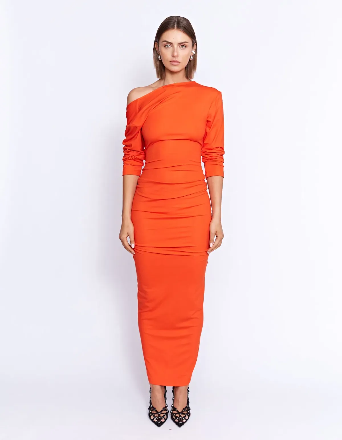 Pfeiffer Fontaine Midi Dress Crimson Orange Size M / AU 10 - Image 8