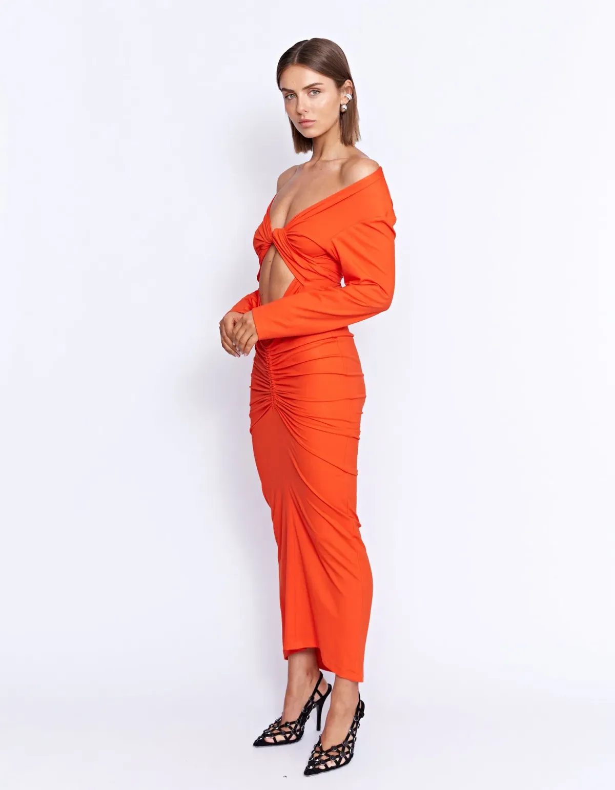 Pfeiffer Fontaine Midi Dress Crimson Orange Size M / AU 10 - Image 6