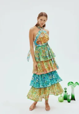 Alemais Dreamer Halter Tier Dress in Multi Size 10 for rent on The Volte - image 1